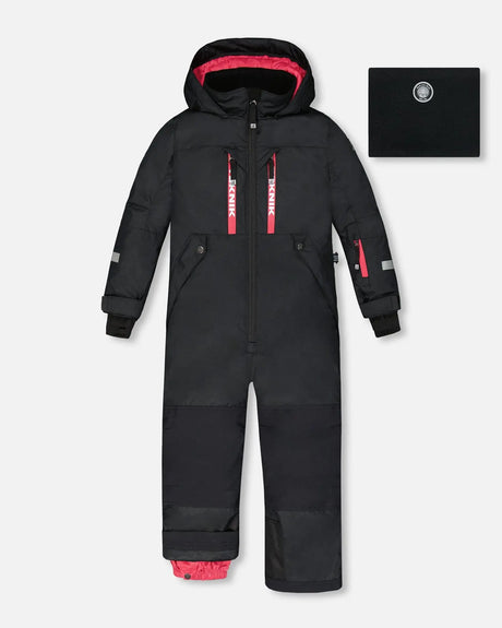 One Piece TEKNIK Snowsuit Black And Candy Pink | Deux par Deux | Jenni Kidz