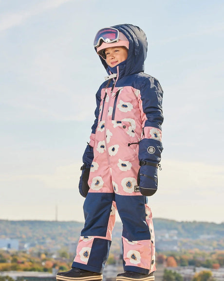 One Piece TEKNIK Snowsuit Pink Printed Off White Flowers | Deux par Deux | Jenni Kidz