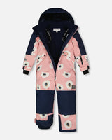 One Piece TEKNIK Snowsuit Pink Printed Off White Flowers | Deux par Deux | Jenni Kidz