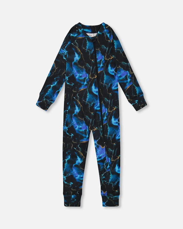 One Piece Thermal Underwear Black Printed Storm | Deux par Deux | Jenni Kidz