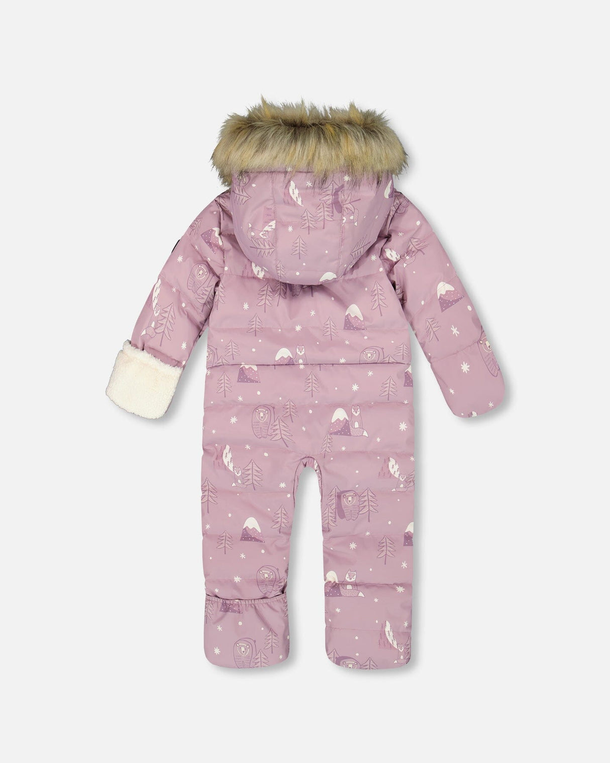 Baby girl snowsuit with removable mittens/booties and fleece neckwarmer