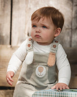 Onesie And Stretchy Corduroy Overalls Set Jade Green | Deux par Deux | Jenni Kidz