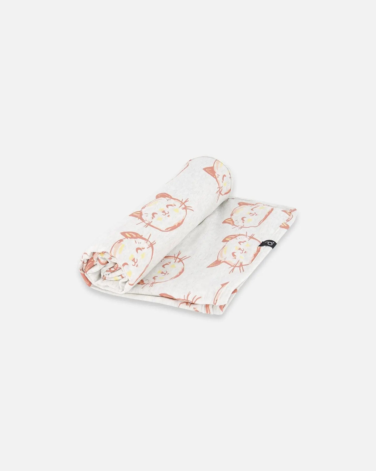 Organic Cotton Blanket Heather Beige With Printed Cat | Deux par Deux | Jenni Kidz