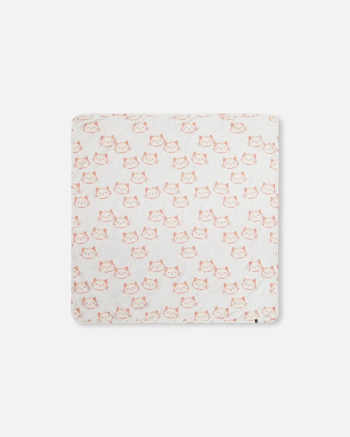 Organic Cotton Blanket Heather Beige With Printed Cat | Deux par Deux | Jenni Kidz