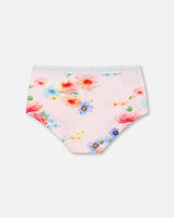 Organic Cotton Boyshort Pantie Light Pink Printed Flowers | Deux par Deux | Jenni Kidz