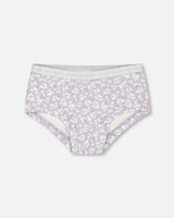 Organic Cotton Boyshort Pantie Lilac Printed Little Flowers | Deux par Deux | Jenni Kidz