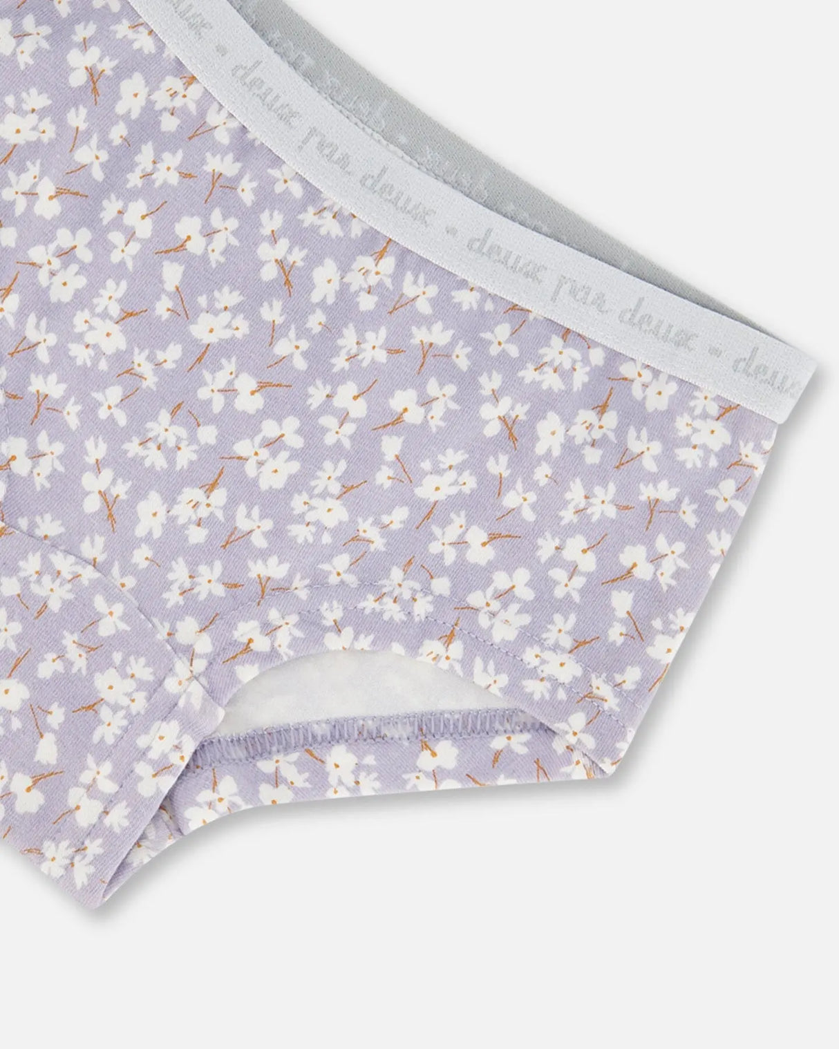 Organic Cotton Boyshort Pantie Lilac Printed Little Flowers | Deux par Deux | Jenni Kidz