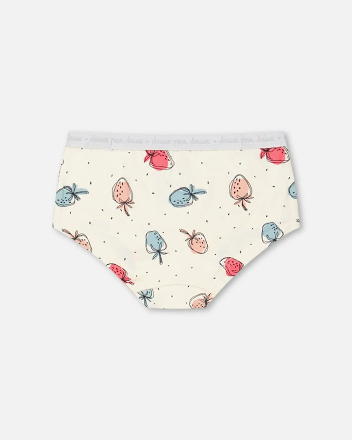 Organic Cotton Boyshort Pantie Off White Printed Strawberry | Deux par Deux | Jenni Kidz