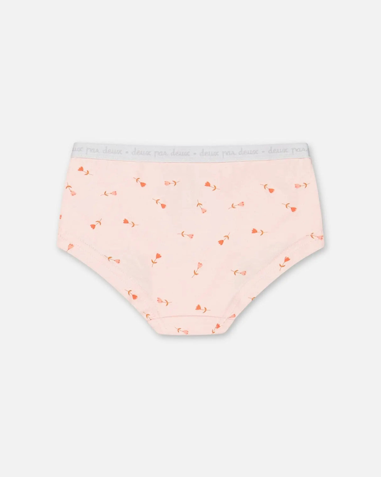 Organic Cotton Boyshort Pantie Pink Printed Flowers | Deux par Deux | Jenni Kidz