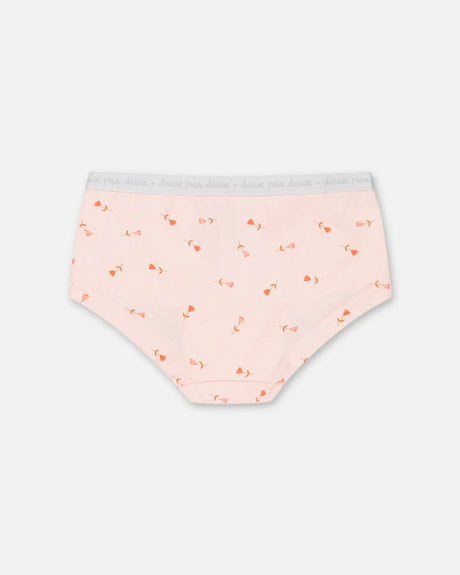 Organic Cotton Boyshort Pantie Pink Printed Flowers | Deux par Deux | Jenni Kidz