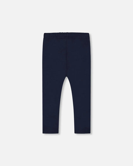 Organic Cotton Capri Leggings With Mesh Navy Blue | Deux par Deux | Jenni Kidz