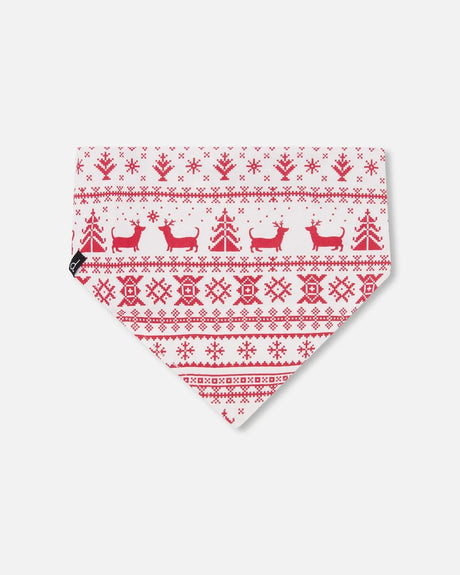 Organic Cotton Christmas Bandana For Dogs Red And White Fairisle | Deux par Deux | Jenni Kidz
