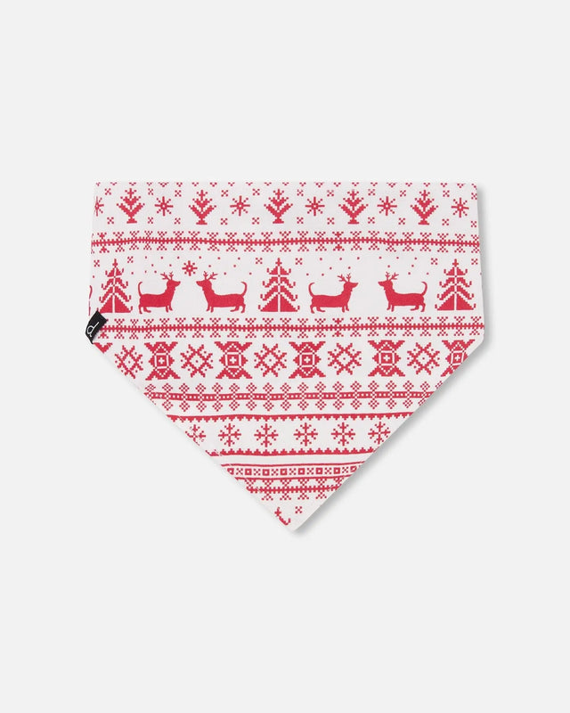 Organic Cotton Christmas Bandana For Dogs Red And White Fairisle | Deux par Deux | Jenni Kidz