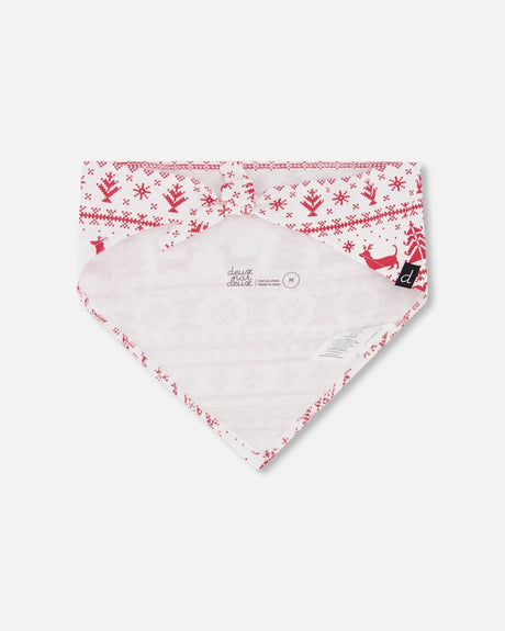 Organic Cotton Christmas Bandana For Dogs Red And White Fairisle | Deux par Deux | Jenni Kidz