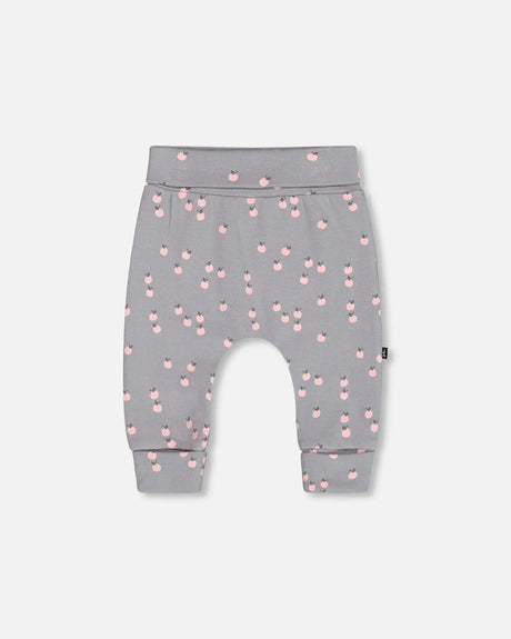 Organic Cotton Evolutive Pant Gray Printed Apples | Deux par Deux | Jenni Kidz