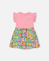 Organic Cotton Jersey Bi-Dress Printed Fruits Square | Deux par Deux | Jenni Kidz