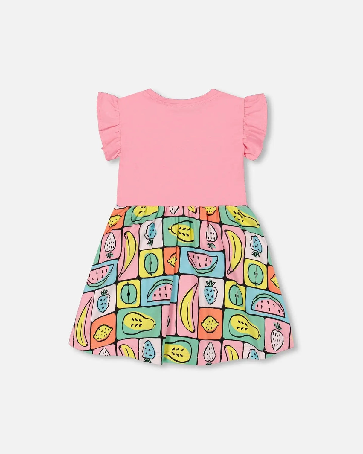 Organic Cotton Jersey Bi-Dress Printed Fruits Square | Deux par Deux | Jenni Kidz