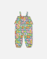 Organic Cotton Jersey Jumpsuit Printed Fruits Square | Deux par Deux | Jenni Kidz