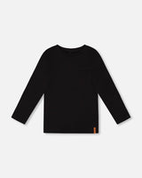 Organic Cotton Jersey Pocket T-Shirt Black | Deux par Deux | Jenni Kidz