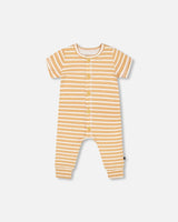 Organic Cotton Jumpsuit Sand Stripe | Deux par Deux | Jenni Kidz