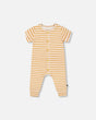 Organic Cotton Jumpsuit Sand Stripe | Deux par Deux | Jenni Kidz