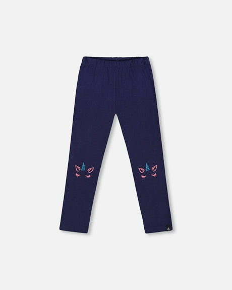 Organic Cotton Legging With Knee Print Navy | Deux par Deux | Jenni Kidz