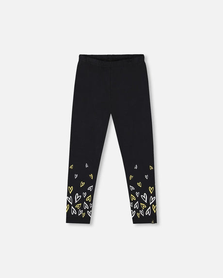 Organic Cotton Leggings Dusty Pink With Hearts Print | Deux par Deux | Jenni Kidz