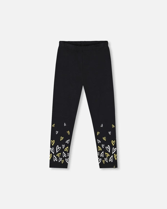 Organic Cotton Leggings Dusty Pink With Hearts Print | Deux par Deux | Jenni Kidz