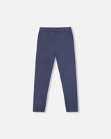 Organic Cotton Leggings Navy Blue With Hearts | Deux par Deux | Jenni Kidz