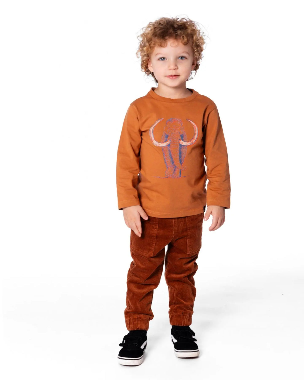 Organic Cotton Long Sleeve T-Shirt Cashew Brown | Deux par Deux | Jenni Kidz