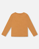 Organic Cotton Long Sleeve T-Shirt Cashew Brown | Deux par Deux | Jenni Kidz