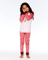 Organic Cotton Long Sleeve Two Piece Printed Christmas Stocking Pajama Set Pink | Deux par Deux | Jenni Kidz