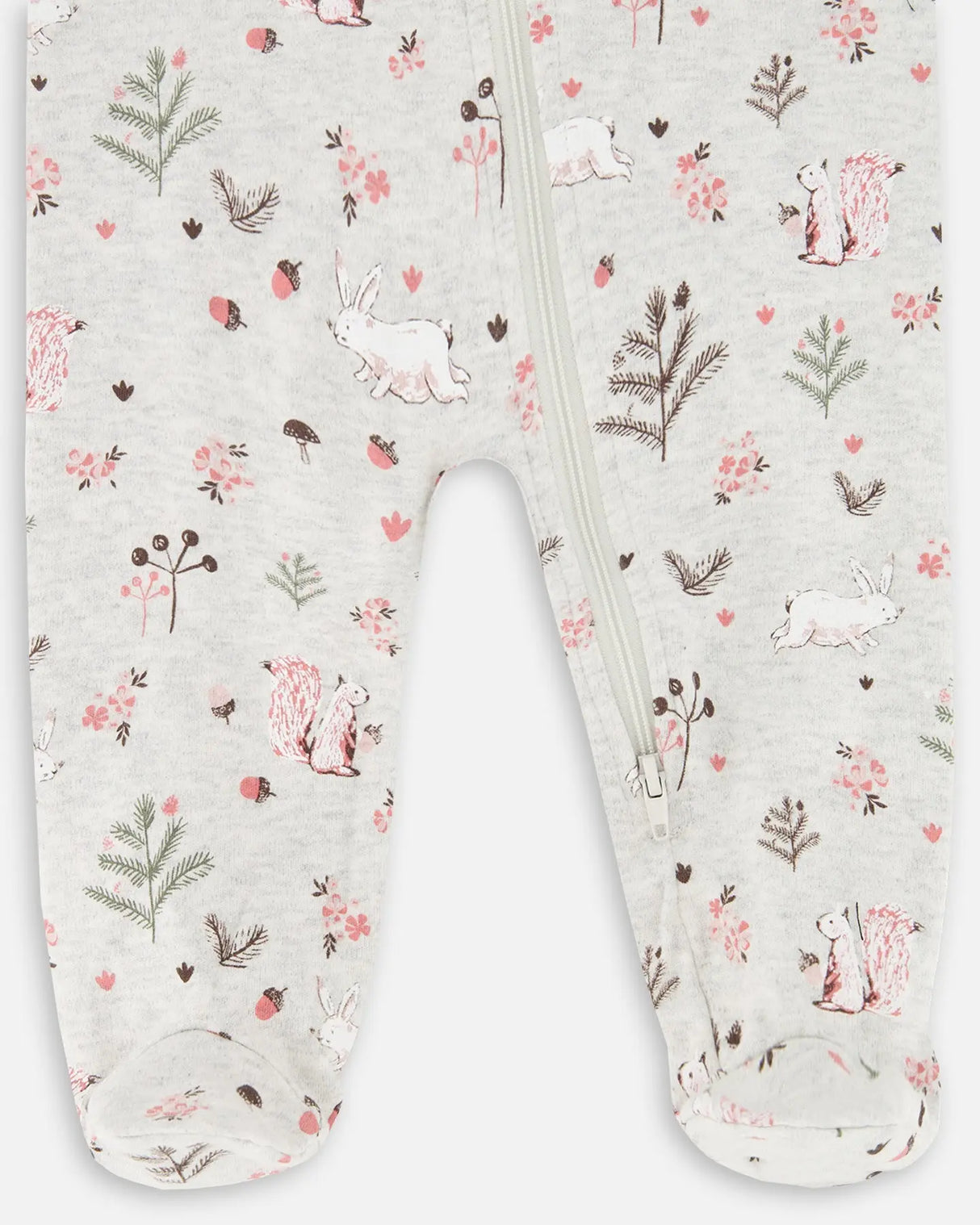 Organic Cotton One Piece Pajama Beige Mix Printed Squirrel | Deux par Deux | Jenni Kidz