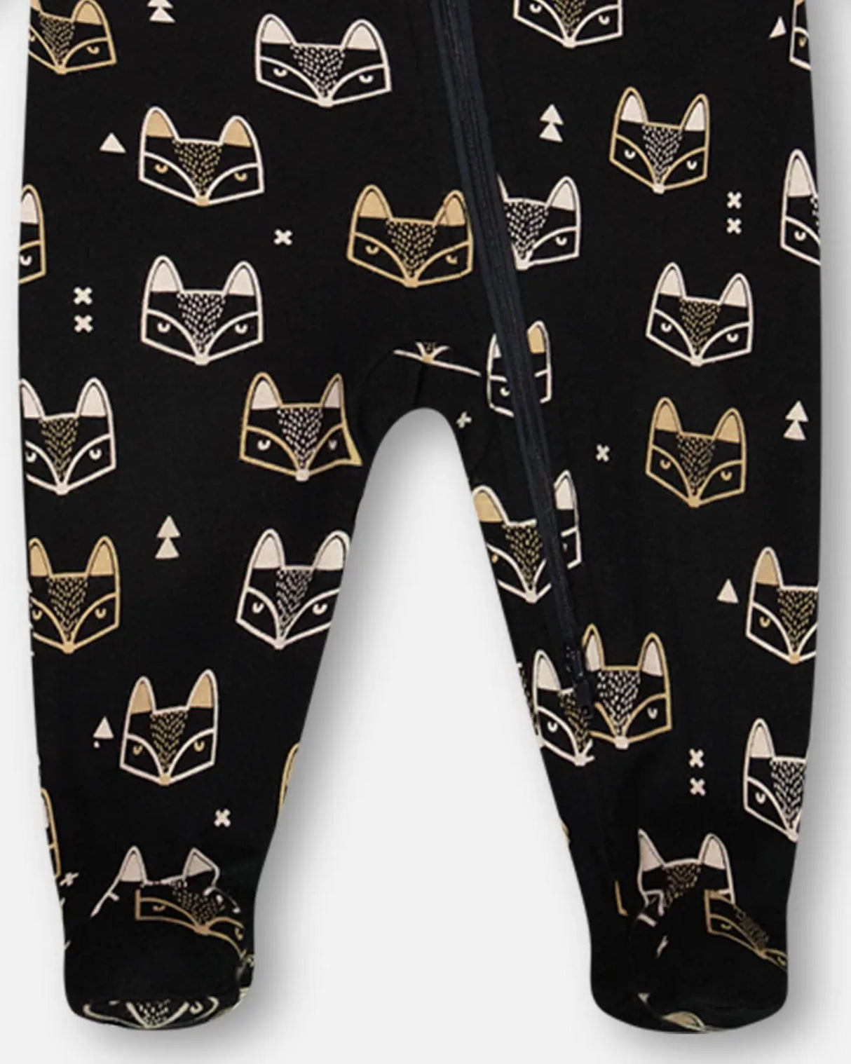 Organic Cotton One Piece Pajama Black Printed Fox | Deux par Deux | Jenni Kidz