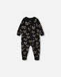 Organic Cotton One Piece Pajama Black Printed Fox | Deux par Deux | Jenni Kidz