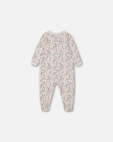 Organic Cotton One Piece Pajama Cream Printed Flowers | Deux par Deux | Jenni Kidz