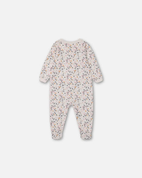 Organic Cotton One Piece Pajama Cream Printed Flowers | Deux par Deux | Jenni Kidz