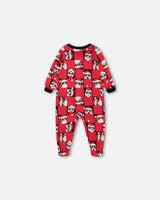 Organic Cotton One Piece Pajama Red Printed Santa | Deux par Deux | Jenni Kidz