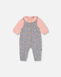 Organic Cotton Onesie And Printed Overall Set Gray With Apples | Deux par Deux | Jenni Kidz