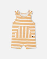 Organic Cotton Onesie And Shortall Set Sand Stripe | Deux par Deux | Jenni Kidz