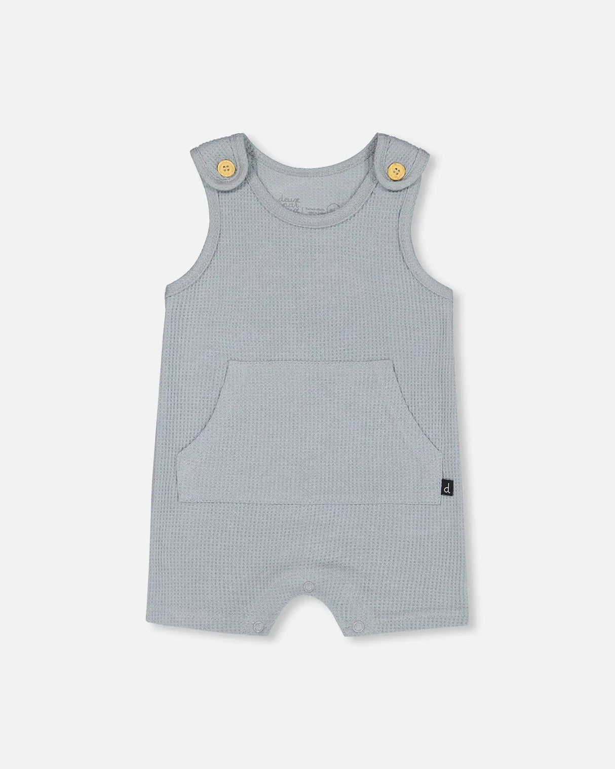 Organic Cotton Onesie And Waffle Shortall Set Blue Gray | Deux par Deux | Jenni Kidz