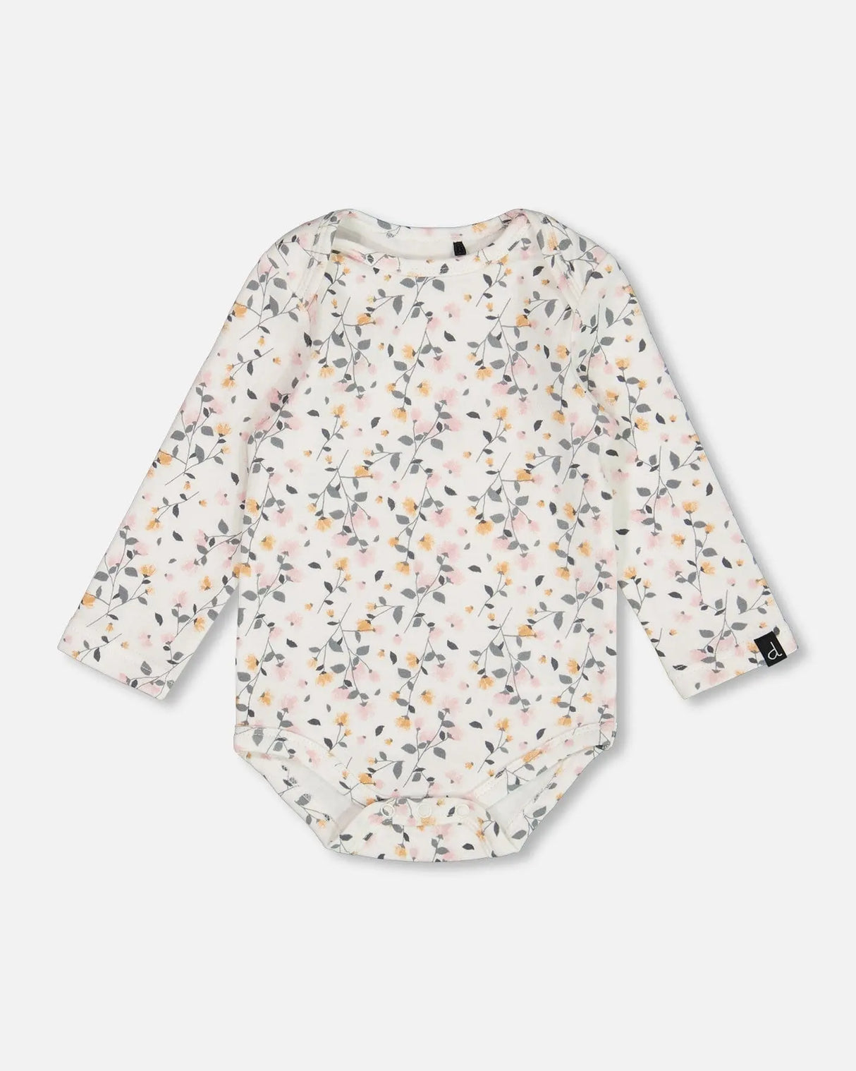 Organic Cotton Onesie Cream Printed Flowers | Deux par Deux | Jenni Kidz