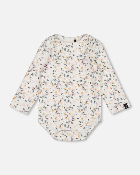 Organic Cotton Onesie Cream Printed Flowers | Deux par Deux | Jenni Kidz