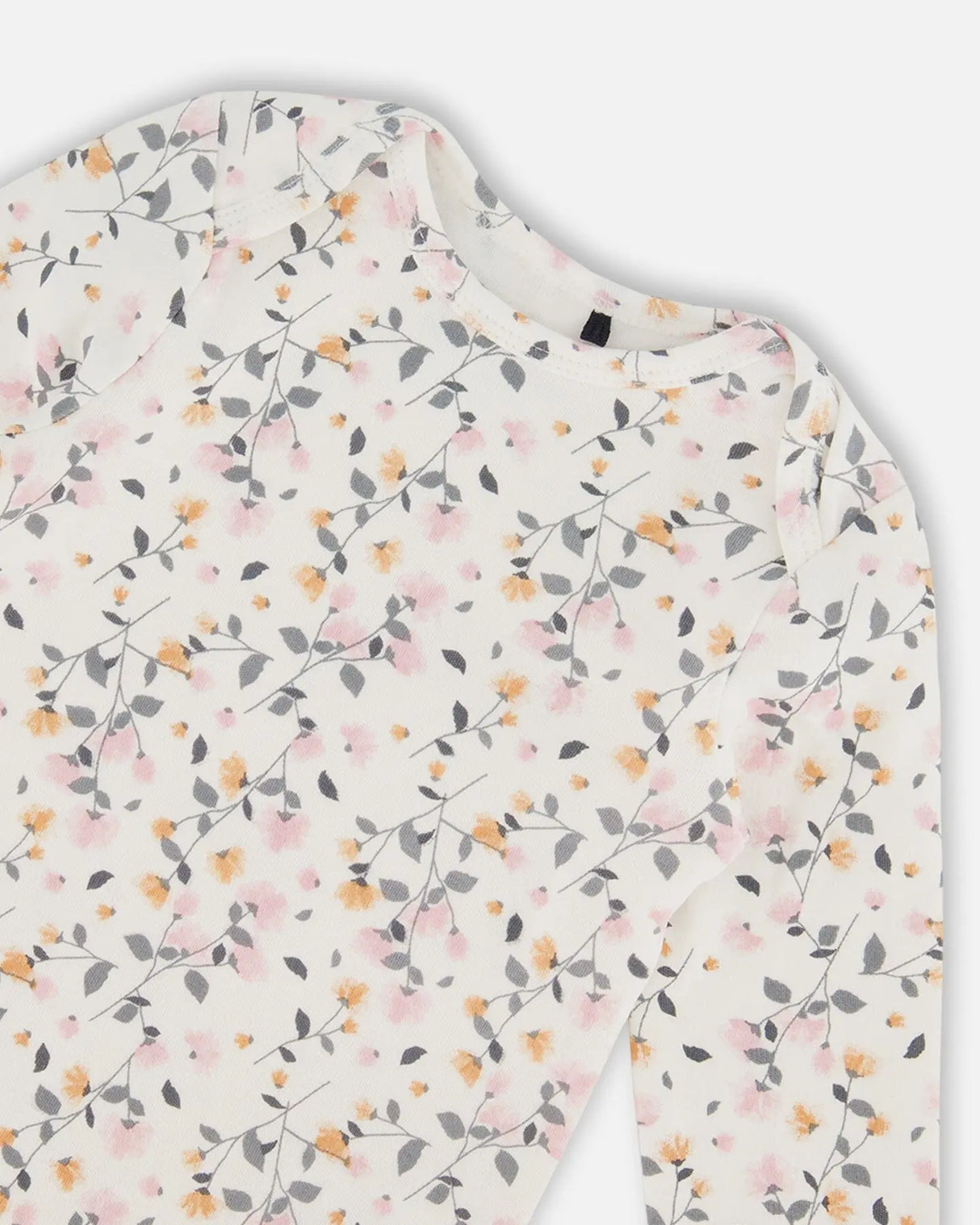 Organic Cotton Onesie Cream Printed Flowers | Deux par Deux | Jenni Kidz