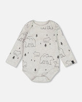 Organic Cotton Onesie Gray Mix Printed Bears' | Deux par Deux | Jenni Kidz