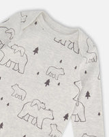 Organic Cotton Onesie Gray Mix Printed Bears' | Deux par Deux | Jenni Kidz