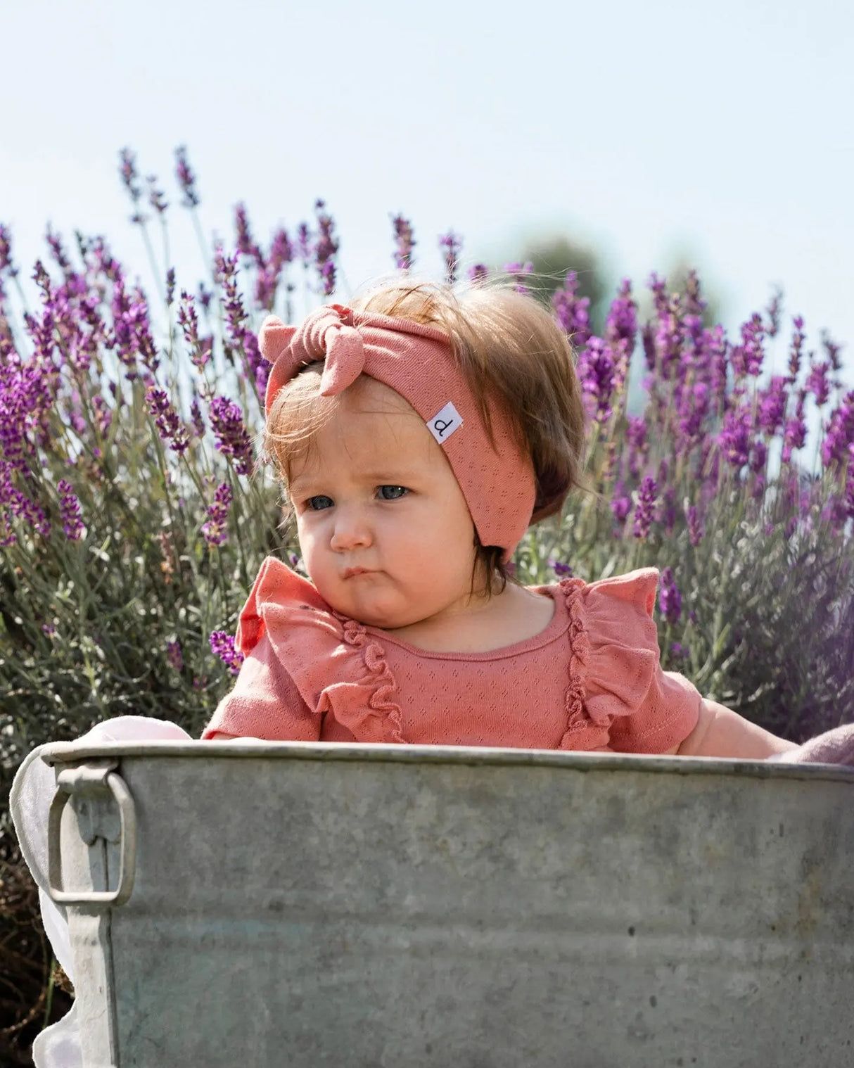 Organic Cotton Pointelle Knit Headband Old Rose | Deux par Deux | Jenni Kidz