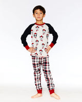 Organic Cotton Printed Dogs Two Piece Pajama Set Oatmeal Mix | Deux par Deux | Jenni Kidz