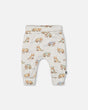 Organic Cotton Printed Evolutive Pant Beige Mix With Racoon | Deux par Deux | Jenni Kidz