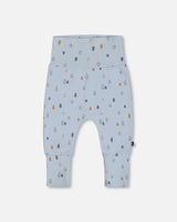 Organic Cotton Printed Evolutive Pant Light Blue With Pine | Deux par Deux | Jenni Kidz